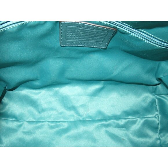 COACH 2010 15276 Embossed & Studded Blue Leather Alex Satchel Handbag - Picture 5 of 13